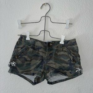 camo bling shorts